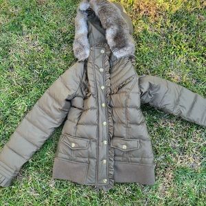 Juicy couture, dark greenish puffer jacket
